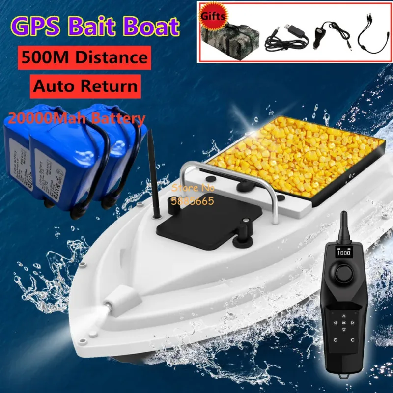 Fishing Gps - 500M GPSリターン防水リモコン付きベイトボート 2.4G固定速度クルーズ 2KG LED照明高速RCフィッシングベイトボート